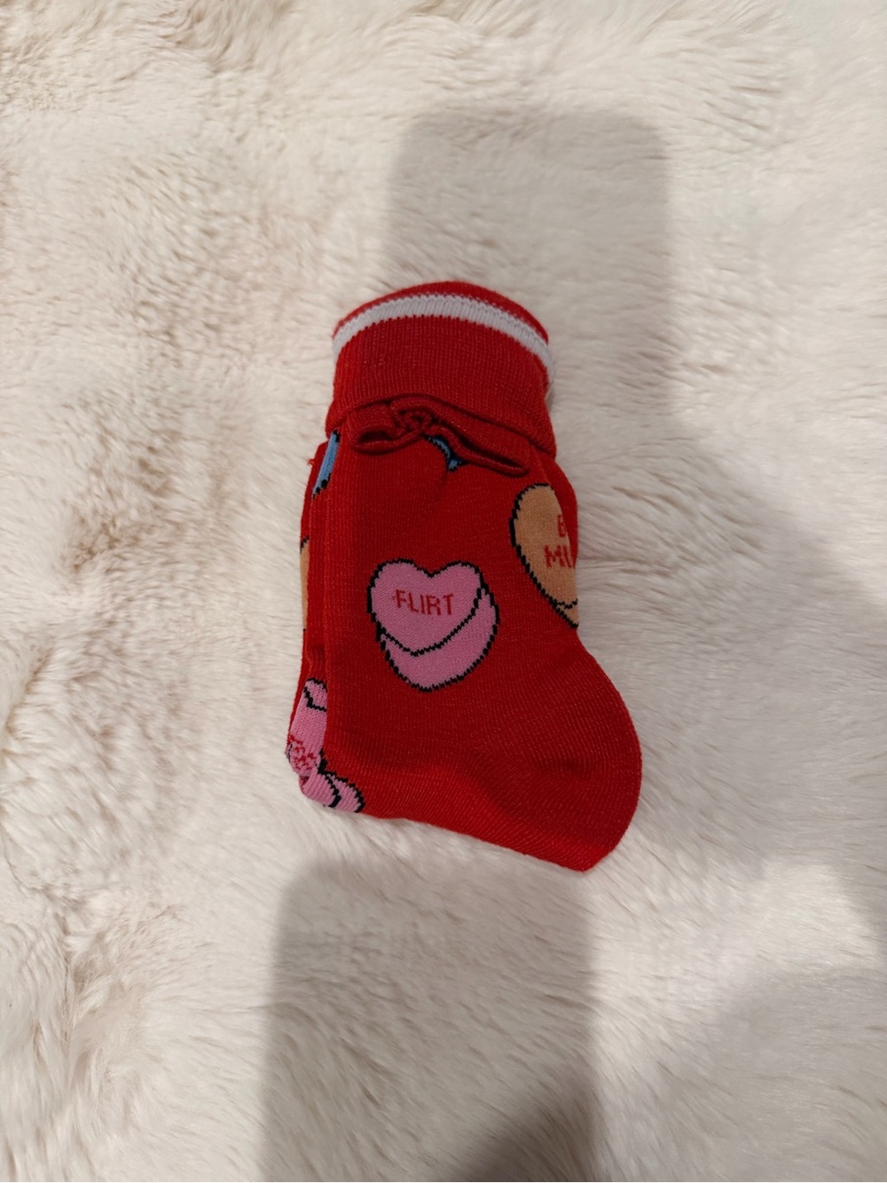 Kids Red Conversation Heart Slip-On Socks